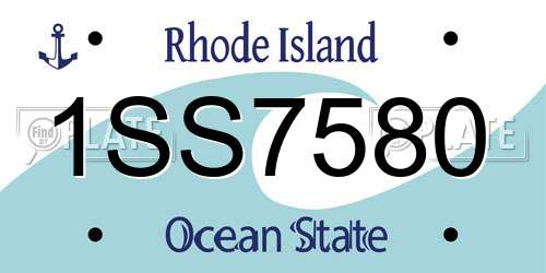 1SS7580 Rhode Island License Plate