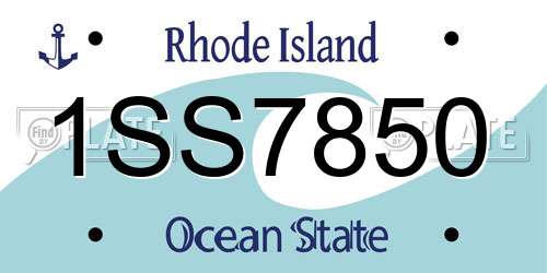 1SS7850 Rhode Island License Plate