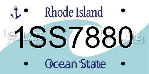 1SS7880 Rhode Island License Plate