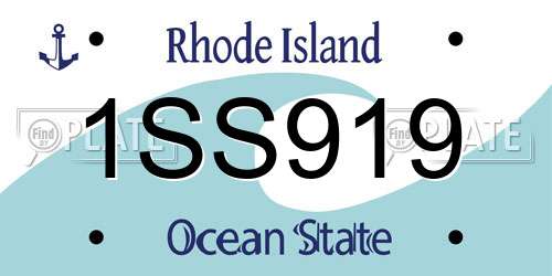 1SS919 Rhode Island License Plate