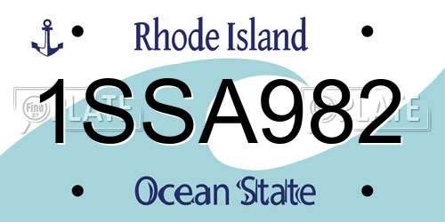 1SSA982 Rhode Island License Plate