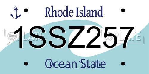 1SSZ257 Rhode Island License Plate
