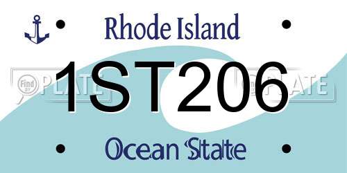 1ST206 Rhode Island License Plate