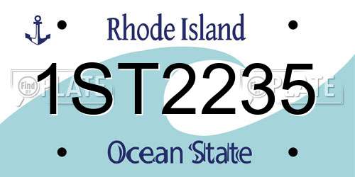 1ST2235 Rhode Island License Plate
