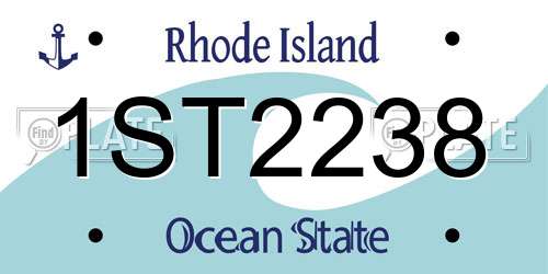 1ST2238 Rhode Island License Plate