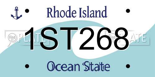 1ST268 Rhode Island License Plate