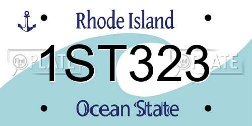1ST323 Rhode Island License Plate