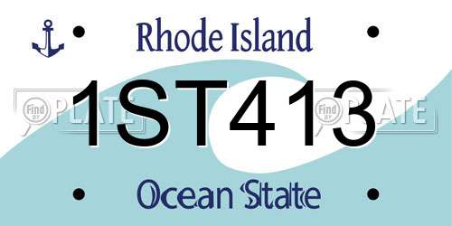 1ST413 Rhode Island License Plate