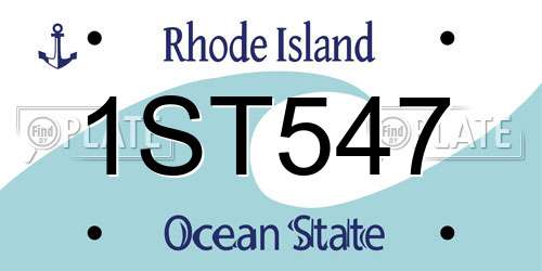 1ST547 Rhode Island License Plate