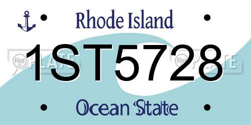 1ST5728 Rhode Island License Plate