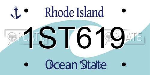 1ST619 Rhode Island License Plate