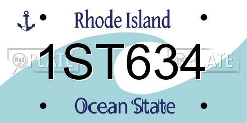 1ST634 Rhode Island License Plate