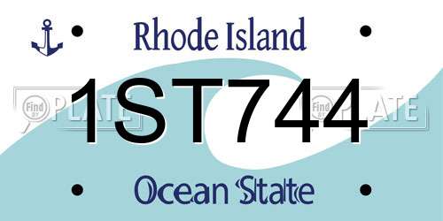 1ST744 Rhode Island License Plate