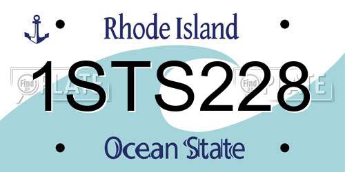 1STS228 Rhode Island License Plate
