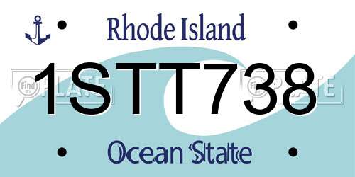 1STT738 Rhode Island License Plate