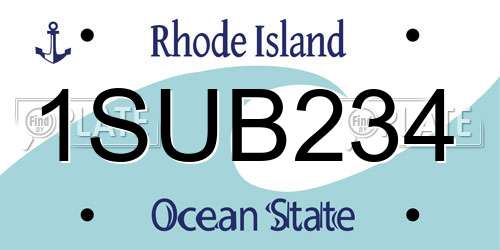1SUB234 Rhode Island License Plate