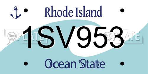 1SV953 Rhode Island License Plate