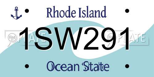 1SW291 Rhode Island License Plate