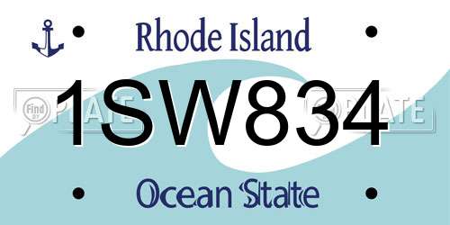 1SW834 Rhode Island License Plate