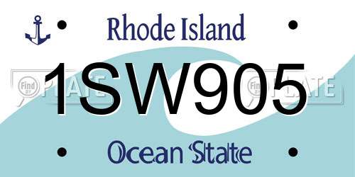 1SW905 Rhode Island License Plate