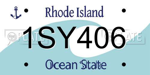 1SY406 Rhode Island License Plate