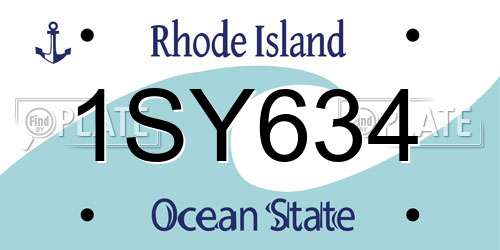 1SY634 Rhode Island License Plate