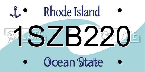 1SZB220 Rhode Island License Plate