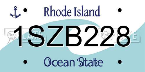 1SZB228 Rhode Island License Plate