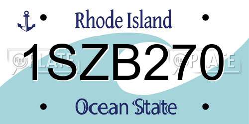 1SZB270 Rhode Island License Plate