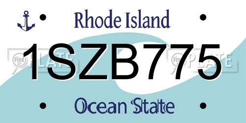 1SZB775 Rhode Island License Plate