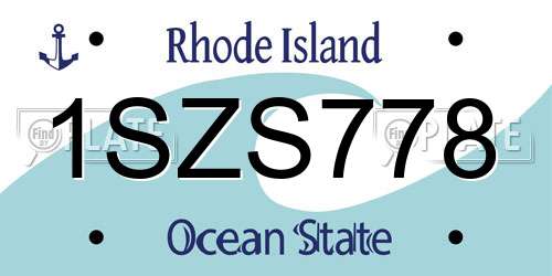 1SZS778 Rhode Island License Plate
