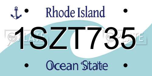 1SZT735 Rhode Island License Plate
