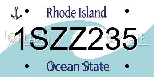 1SZZ235 Rhode Island License Plate
