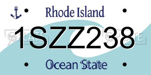 1SZZ238 Rhode Island License Plate