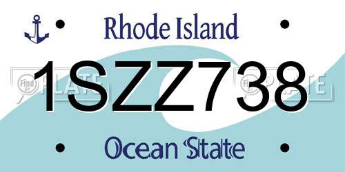 1SZZ738 Rhode Island License Plate