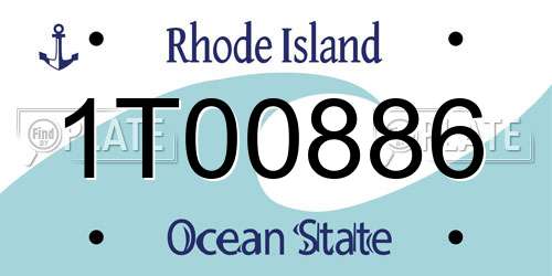 1T00886 Rhode Island License Plate