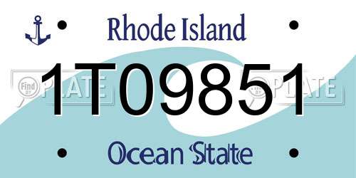1T09851 Rhode Island License Plate