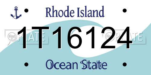 1T16124 Rhode Island License Plate