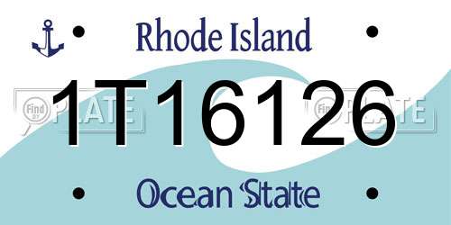 1T16126 Rhode Island License Plate
