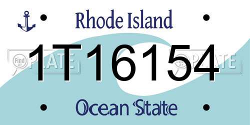 1T16154 Rhode Island License Plate