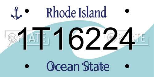 1T16224 Rhode Island License Plate