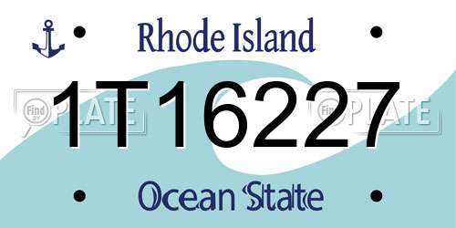 1T16227 Rhode Island License Plate