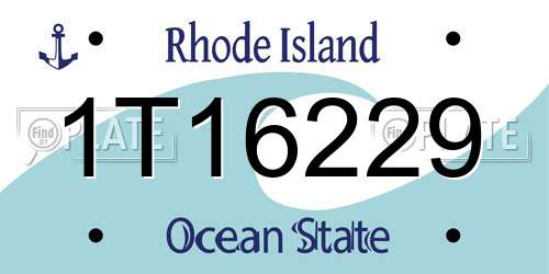 1T16229 Rhode Island License Plate