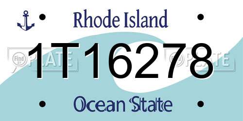 1T16278 Rhode Island License Plate