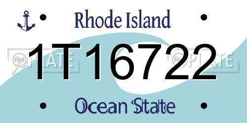 1T16722 Rhode Island License Plate