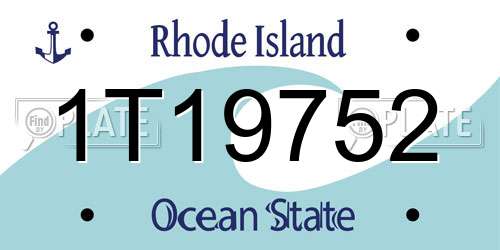 1T19752 Rhode Island License Plate