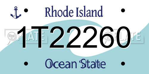 1T22260 Rhode Island License Plate