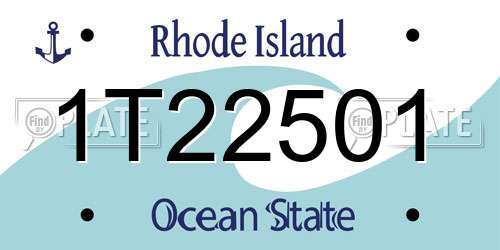 1T22501 Rhode Island License Plate