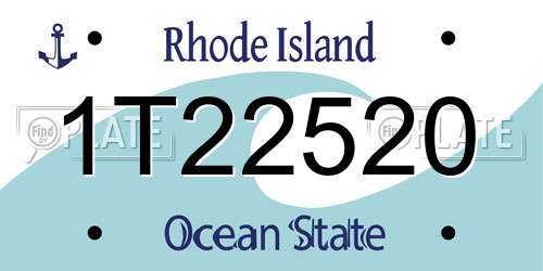 1T22520 Rhode Island License Plate