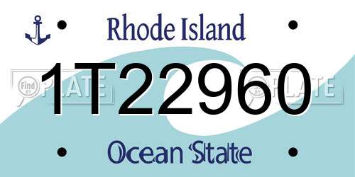 1T22960 Rhode Island License Plate